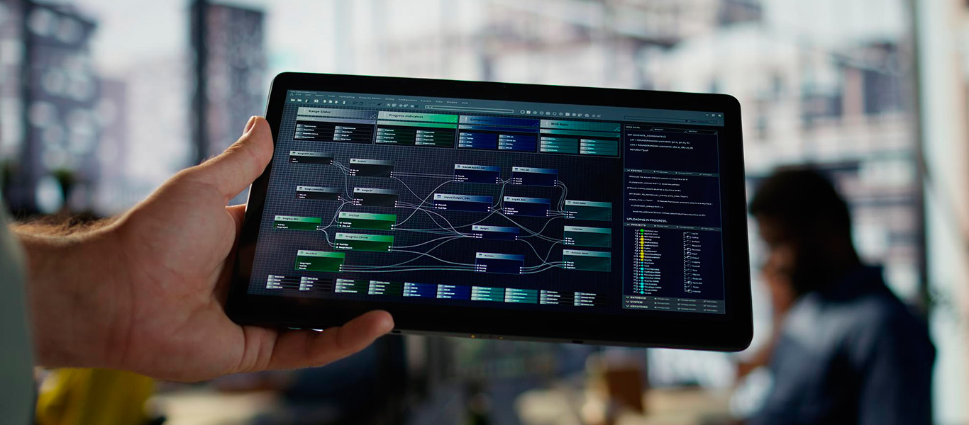 Sistema de IA y automatización procesando datos